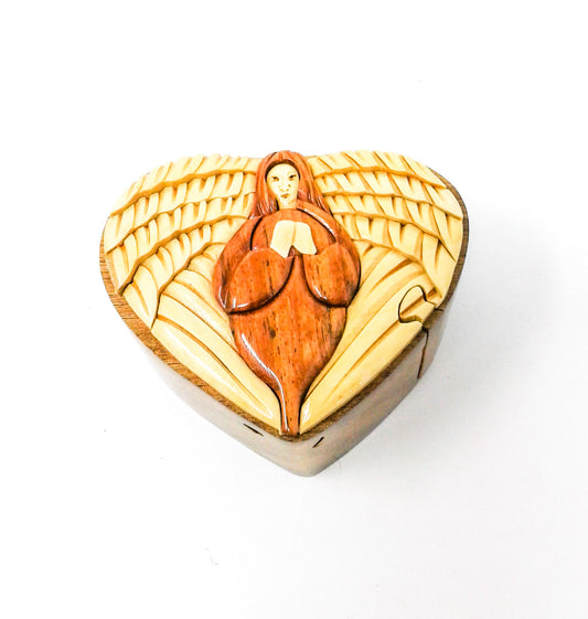 Heart w/ Angel Wood Puzzle Box