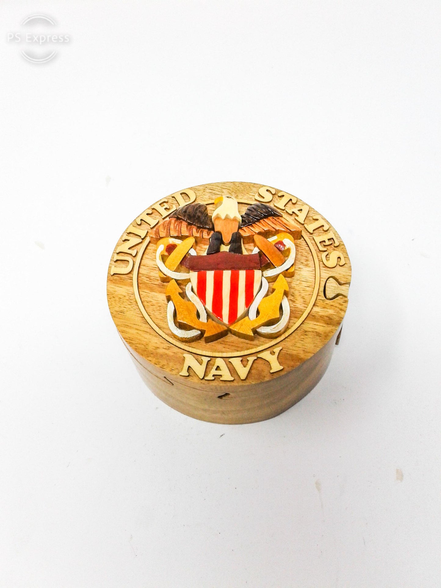 Navy Wood Puzzle Box