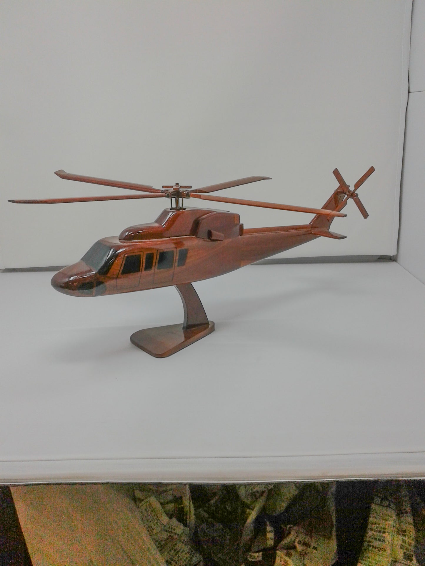 S-76 Sikorsky Helicopter Wood Model